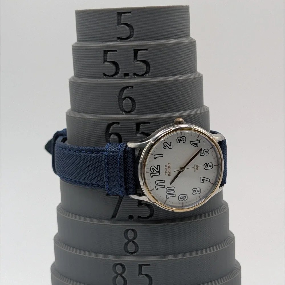 Timex‎ Indiglo White Dial Quartz Watch 35mm Blue Strap Arabic Numerals